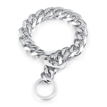 Two-tone Polished Gold Titanium Steel Necklace