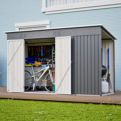 10'x4' Outdoor Metal Storage Shed for Garden Tools Lockable Door With Floor Frame