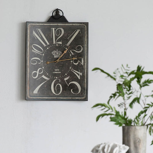 Large Vintage Rectangular Wall Clock With Numerals, Home Decor