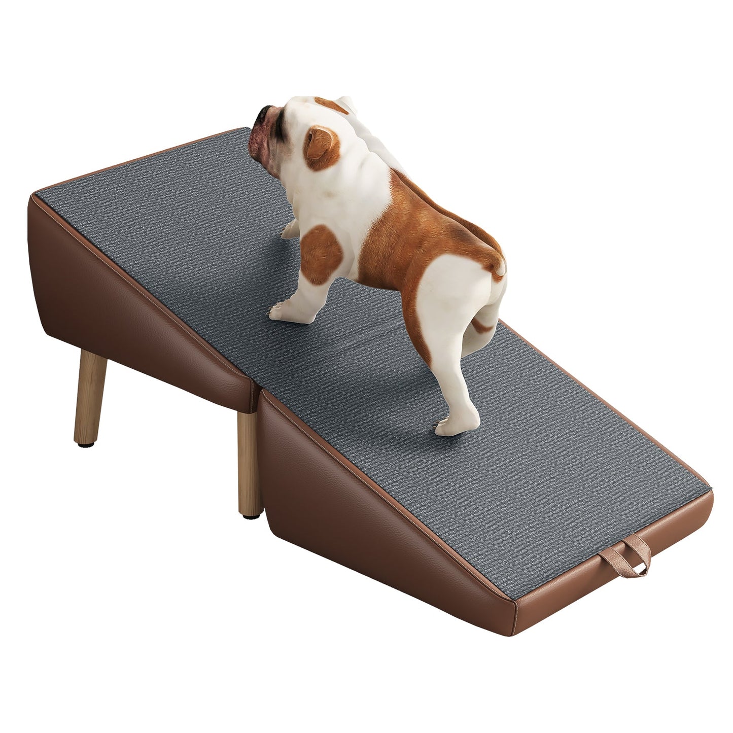(UPGRADED) Dog Stairs for Small Dogs and Cats - Foldable Wooden Pet Ramp