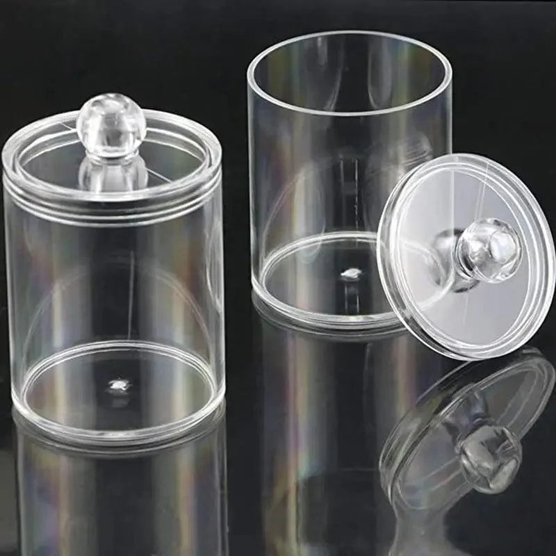 Portable 2pcs Cosmetics Storage Box Makeup Organizer Bathroom Jar Cotton Swab Cotton Pad