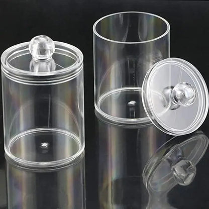 Portable 2pcs Cosmetics Storage Box Makeup Organizer Bathroom Jar Cotton Swab Cotton Pad