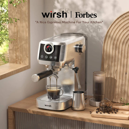 Wirsh 20 Bar Espresso Machine | Home Barista Plus with Pressure Gauge & Steam Wand